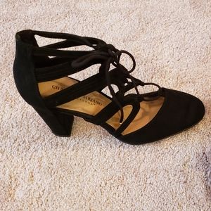 Christian Siriano Black Suede Heels